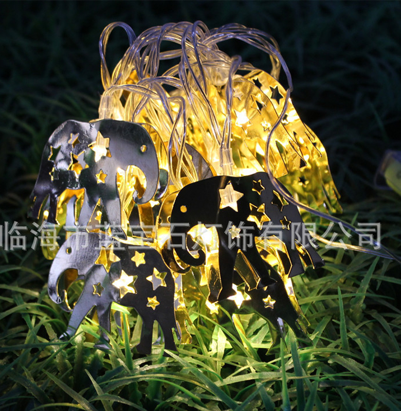 2M 20LED Animal Style Elephant LED String Lights Stainless Steel Material Battery Operated Transparent Plastic Wire Home Fancy L